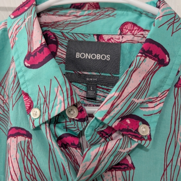 Bonobos Mens‎ L, Slim Fit Riviera Jellyfish Button Down All Over Print, Novelty - Picture 3 of 3